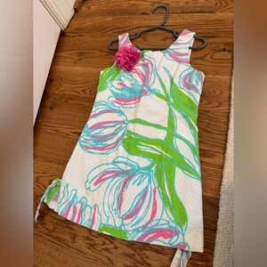 Lilly Pulitzer Girls Shift Dress size 7 Pink and Blue Floral